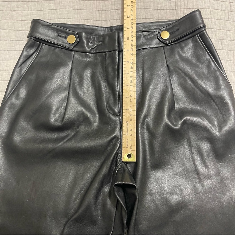 Loft Curvy Button Tab Slim Pants Faux Leather Size 2 - Picture 8 of 11